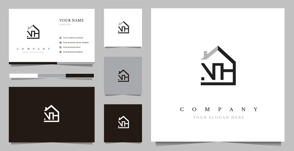 Initial nh real estate logo design Vector Image