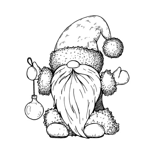 Charming Christmas Gnome in Santa Hat Vector Image