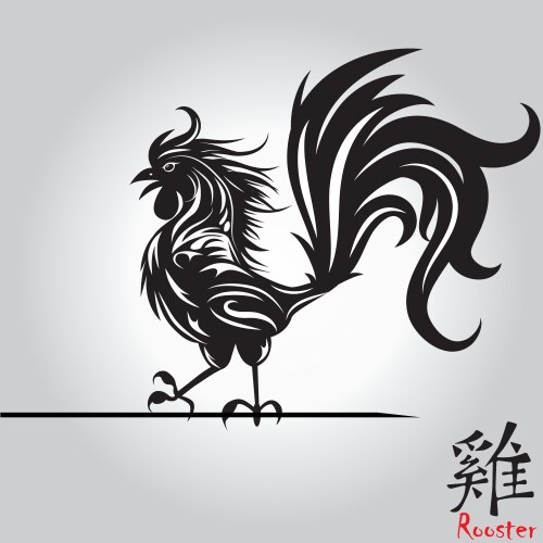 Chinese Rooster Tattoo - Year of the Rooster Vector Image