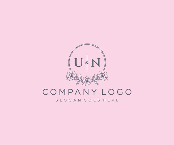 Initial un letters beautiful floral feminine – Royalty-Free Vector ...