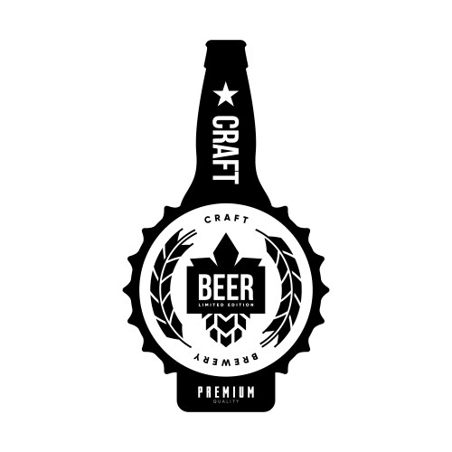 Bottle of beer soda or lemonade black and white Vector Image