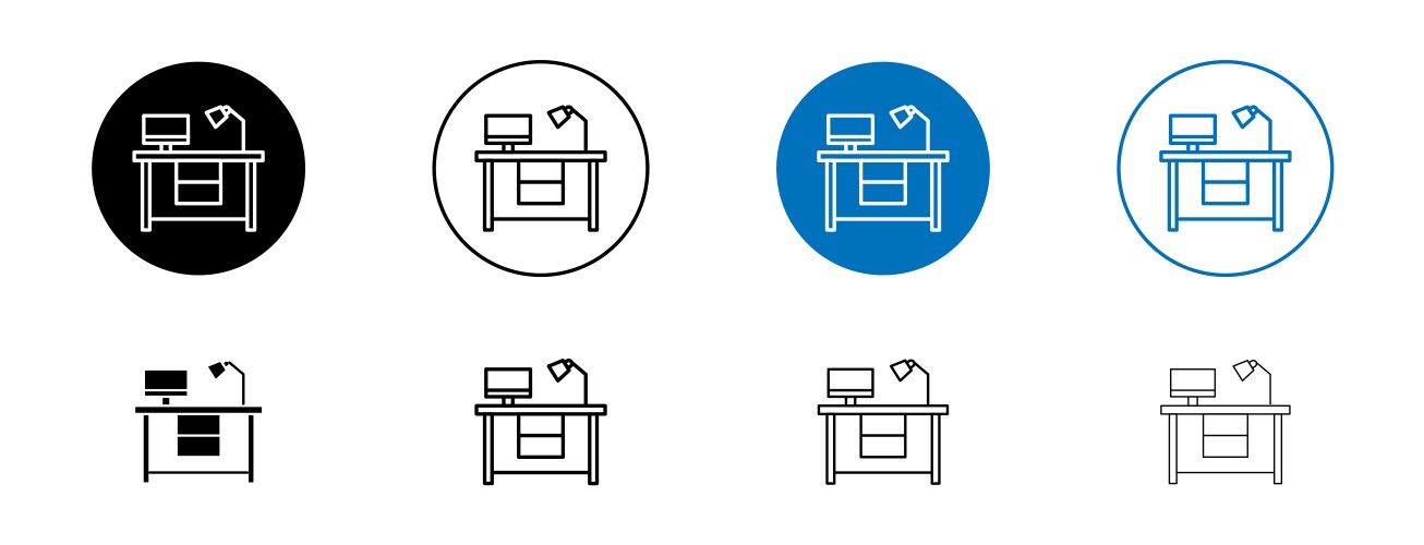 Workplace icon set desk office computer symbol in Vector Image