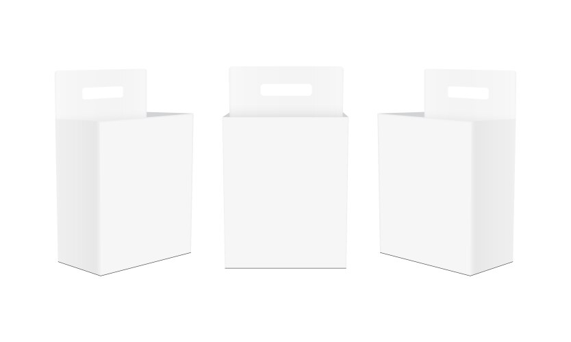 three rectangular opened boxes with handle vector