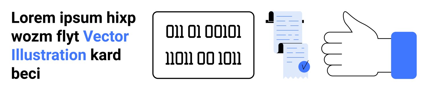 Thumbs up checklist binary code and text vector image