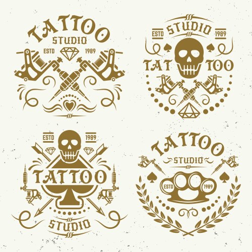 Vintage Tattoo Studio Emblems Vector Image
