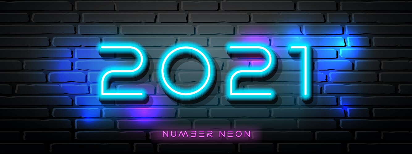 2021 happy new year neon light number vector image