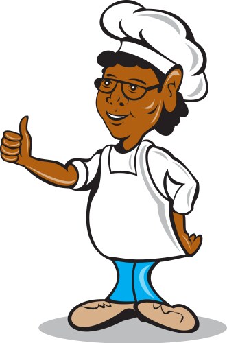 african american chef cook thumbs up cartoon vector image