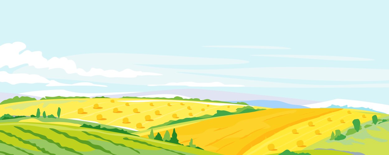 Countryside landscape organic farm field sketch Vector Image