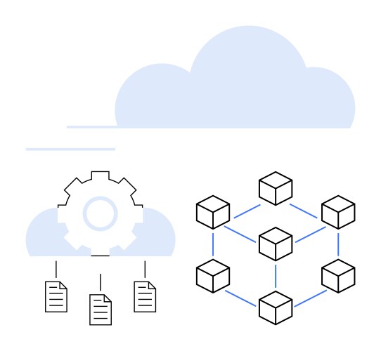 Cloud-based workflow and decentralized blockchain vector image