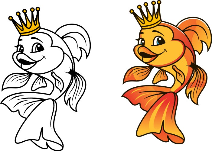 Golden fish in cartoon style vector image