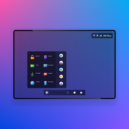 Modern operating system ui prototype with app vector image