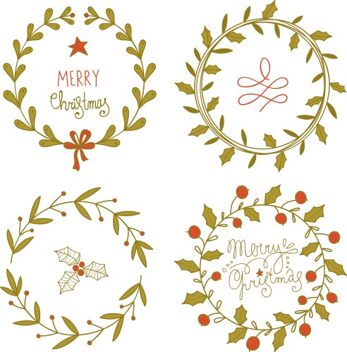 Christmas wreaths set Vector Image