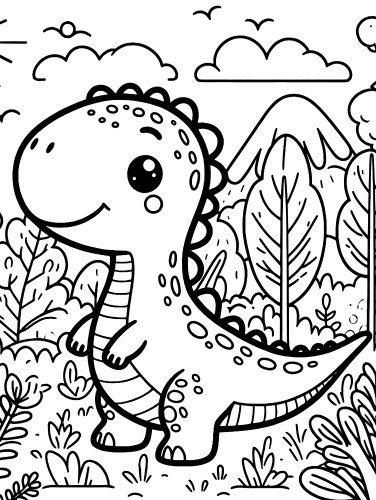 Cartoon dragon in the forest children coloring vector image