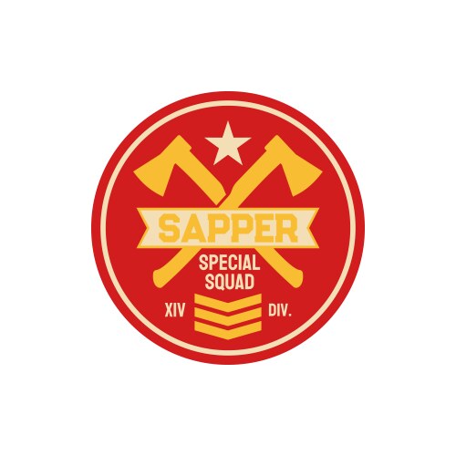 sapper special squad with crossed axes chevron vector image