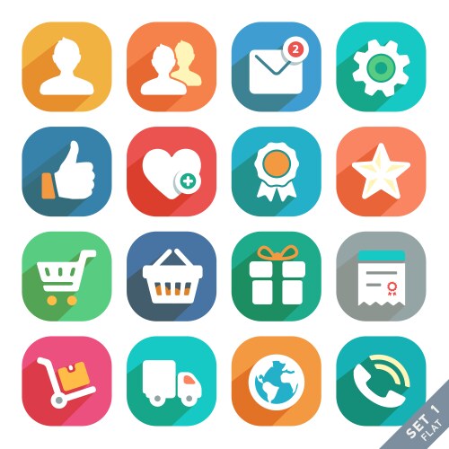 Basic flat icon set for web and mobile application