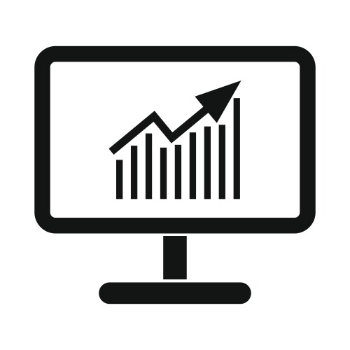 Graph on the computer monitor vector image