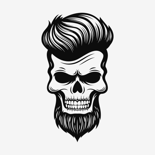 Human skull logo black and white emblem Vector Image
