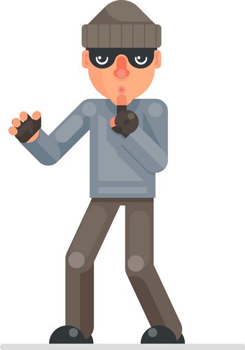 Silence finger evil greedily thief cartoon rogue Vector Image
