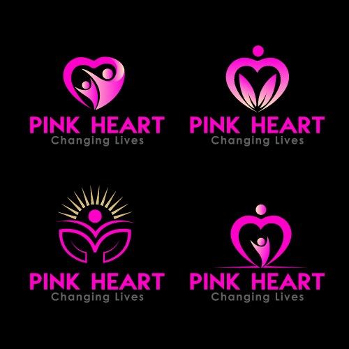 Pink heart changing lives logo design vector image