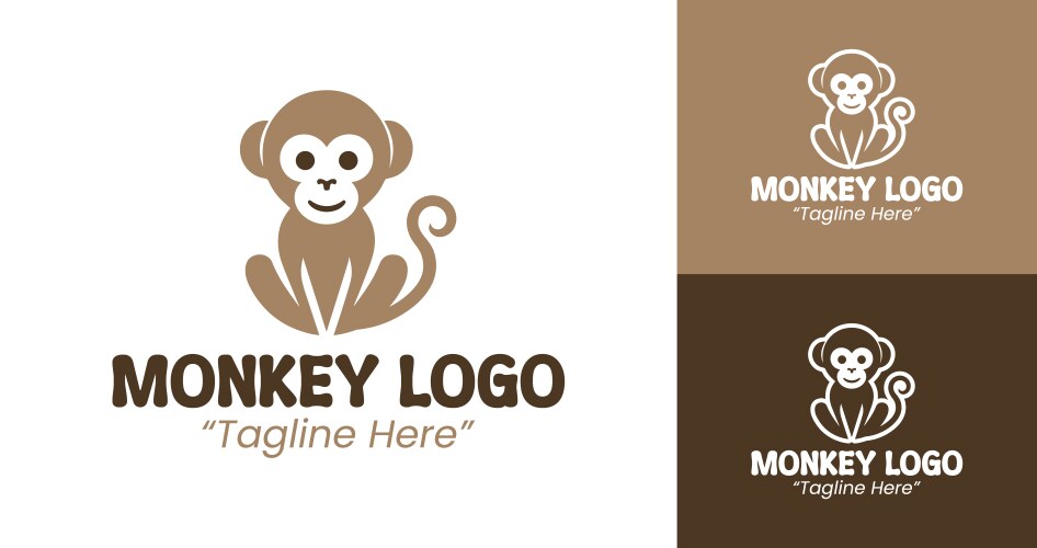 Playful Monkey Logo Concepts Vector Image
