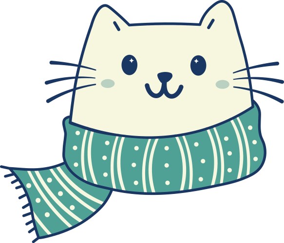 Cute cat with winter scarf Vector Image