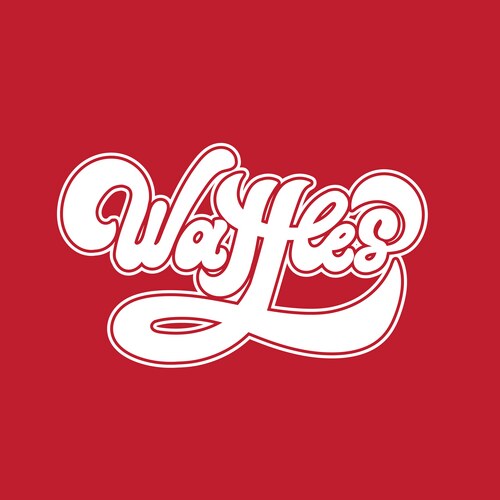 Waffles handwritten lettering made in 90s style Vector Image