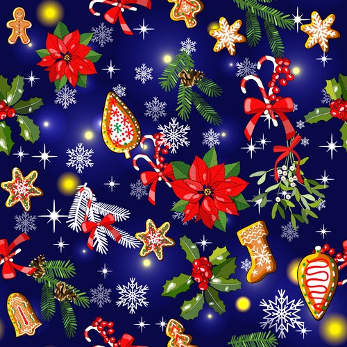 Seamless pattern with traditional christmas Vector Image