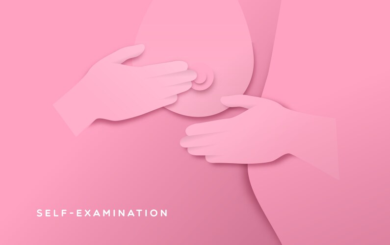 Breast cancer prevention paper cut self exam woman vector image