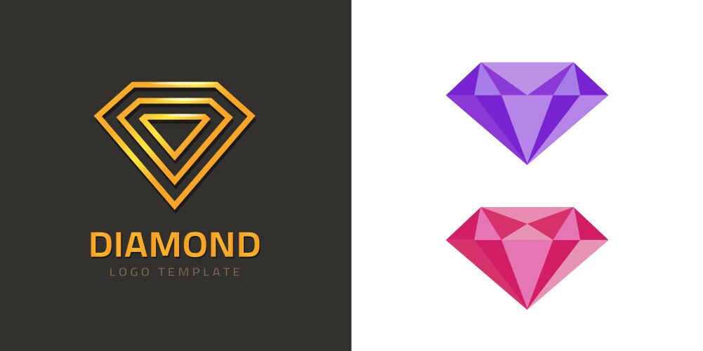 diamond gold jewelry logo icon or luxury gemstone vector image