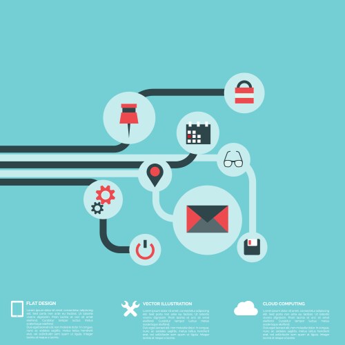 Flat abstract background with web icons interface vector image