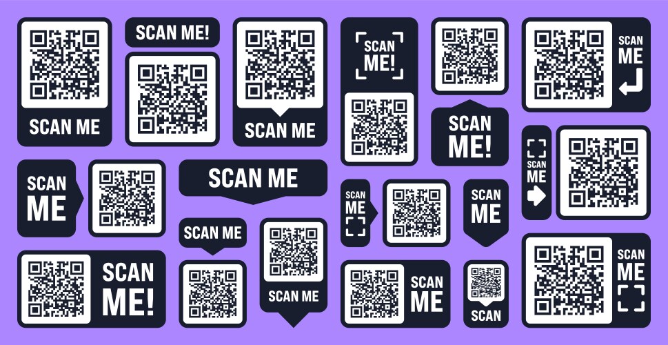 Scan me qr code sticker online payment special vector image