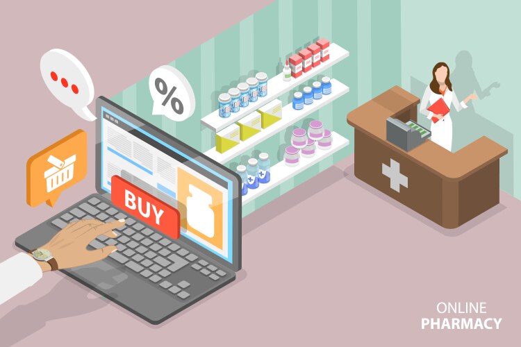3d isometric flat concept grocery Royalty Free Vector Image