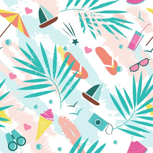 Colorful Beachy Pattern Beach pattern Vector Images & Graphics for Commercial Use | VectorStock