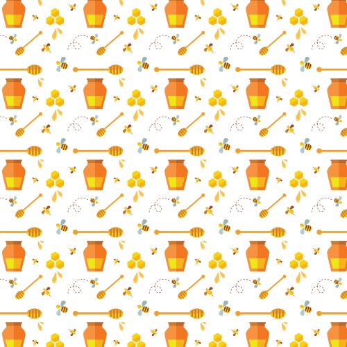 seamless pattern with bee and honey vector