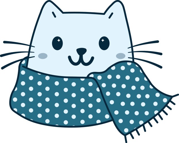 Cute cat with winter scarf Vector Image