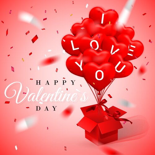 happy valentines day background balloon in form vector image