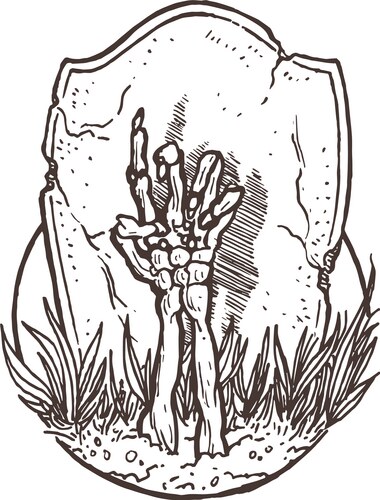 Bony Skeleton Hand Emerging from Earth Vector Image