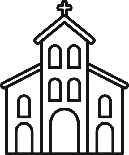 Church building facade line art drawing Vector Image