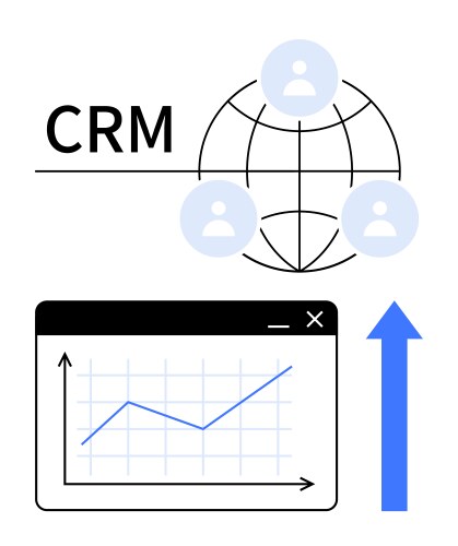 Crm network with user icons analytics graph vector image