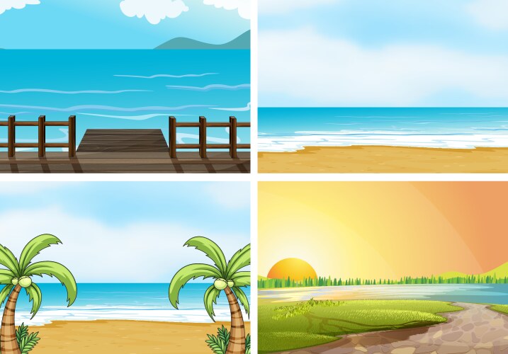 Beach and ocean Royalty Free Vector Image - VectorStock