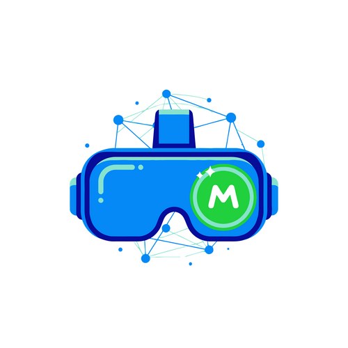 Blue VR Headset with M Logo Vector Image