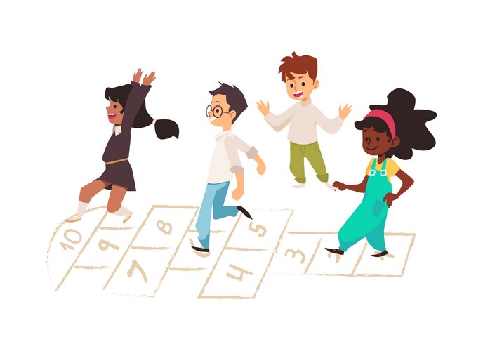 Hopscotch child activity game isolated hispanic Vector Image