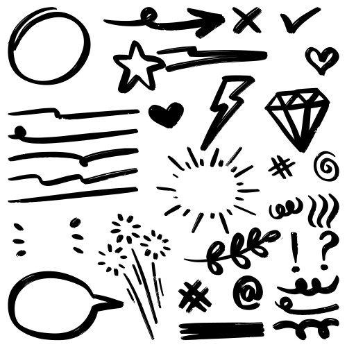 Set of hand drawn doodle elements for concept Vector Image