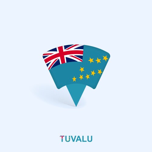 Tuvalu flag map pointer design with shadow vector image