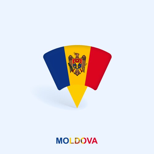 Moldova flag map pointer design with shadow vector image