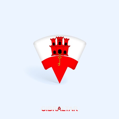 Gibraltar flag map pointer design with shadow vector image