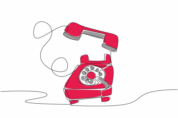 Single one line drawing an antique telephone Vector Image