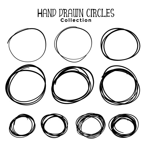 Set of 9 hand drawn scribble circles Royalty Free Vector