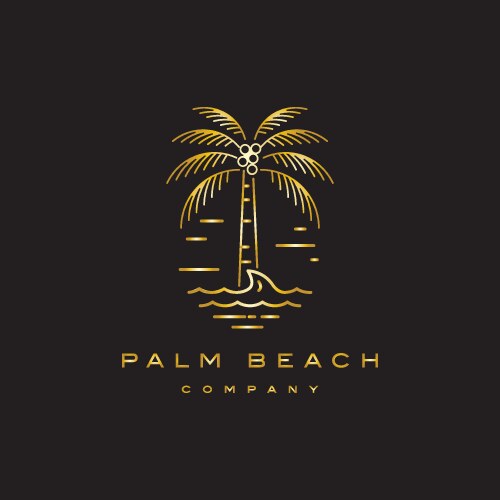 Home palm tree icon gold logo Royalty Free Vector Image