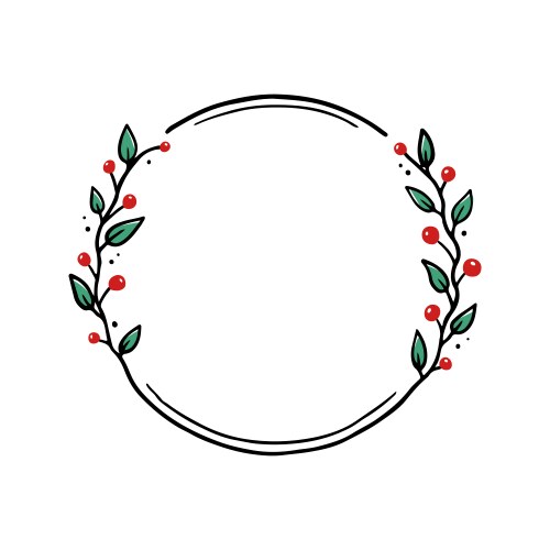 Christmas floral frame with circle shape vector image